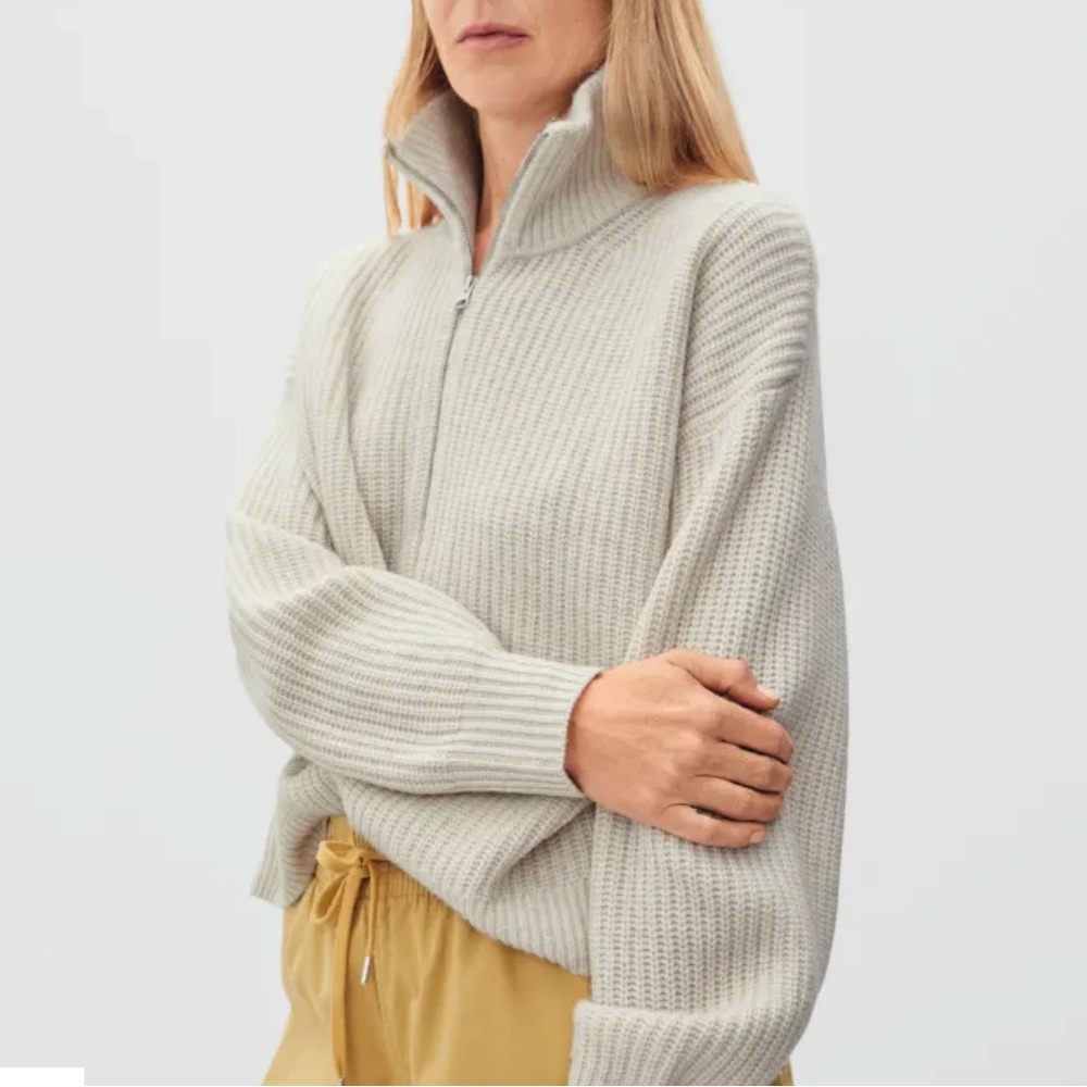 Everlane The Felted Merino Half-Zip Sweater M